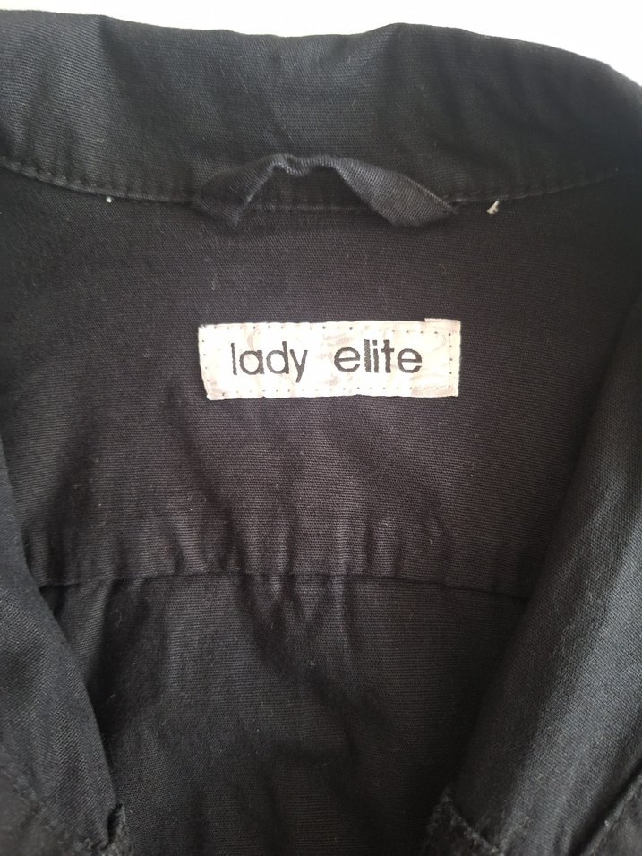 Lady Elite Siyah Kanvas Crop Ceket 38 - Görsel 4