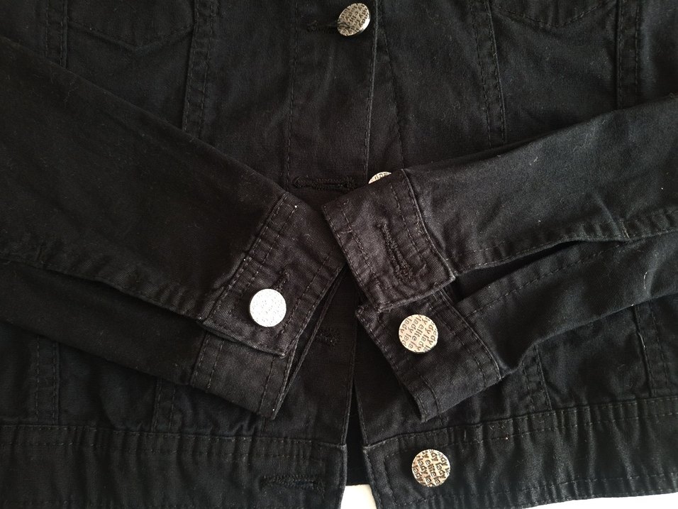 Lady Elite Siyah Kanvas Crop Ceket 38 - Görsel 3