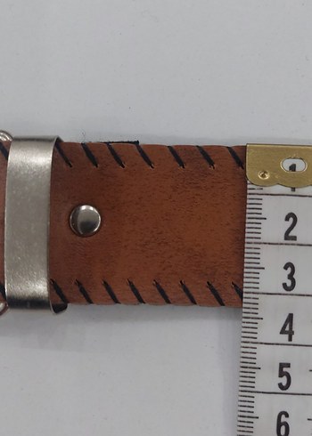 Suni Deri Siyah Nakışlı Taba Kemer M-L - Görsel 4