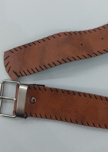 Suni Deri Siyah Nakışlı Taba Kemer M-L - Görsel 2