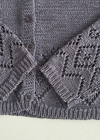 Mango Lila Ajurlu Crop Hırka S-M Beden - Görsel 4