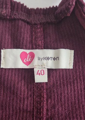 Koton Mürdüm Fitilli Kadife Jile Elbise - Görsel 4