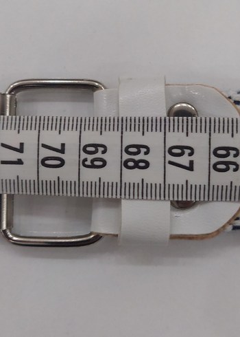 Beyaz Örme Kemer Gümüş Tokalı 70cm - Görsel 3