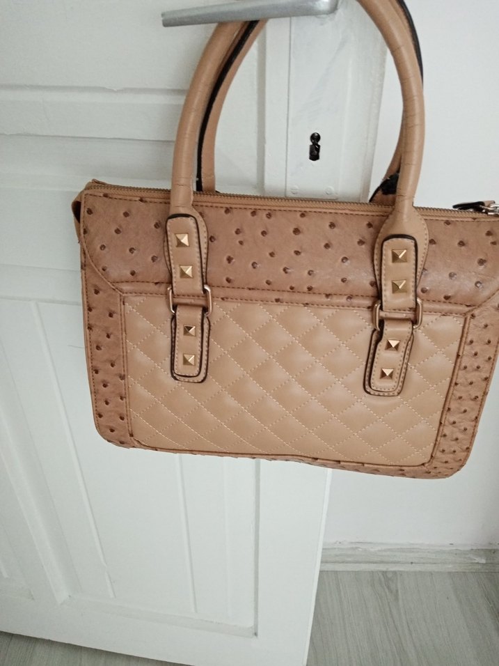 Bej Deri Tokalı Kadın Çanta - Görsel 3