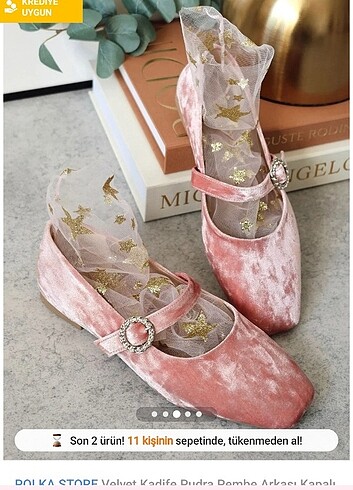 Polka Store Pembe Kadife Babet