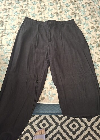 44 Beden Zara Kemerli Keten Pantolon 