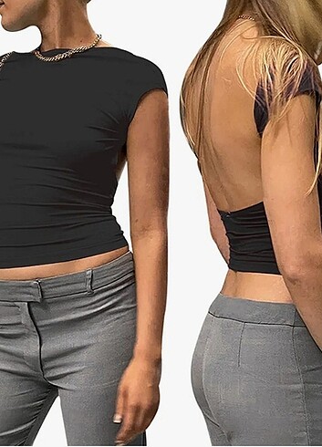 Sirti acik crop top
