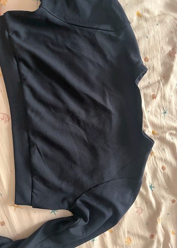 Lacivert uzun kollu kazak crop - Görsel 3