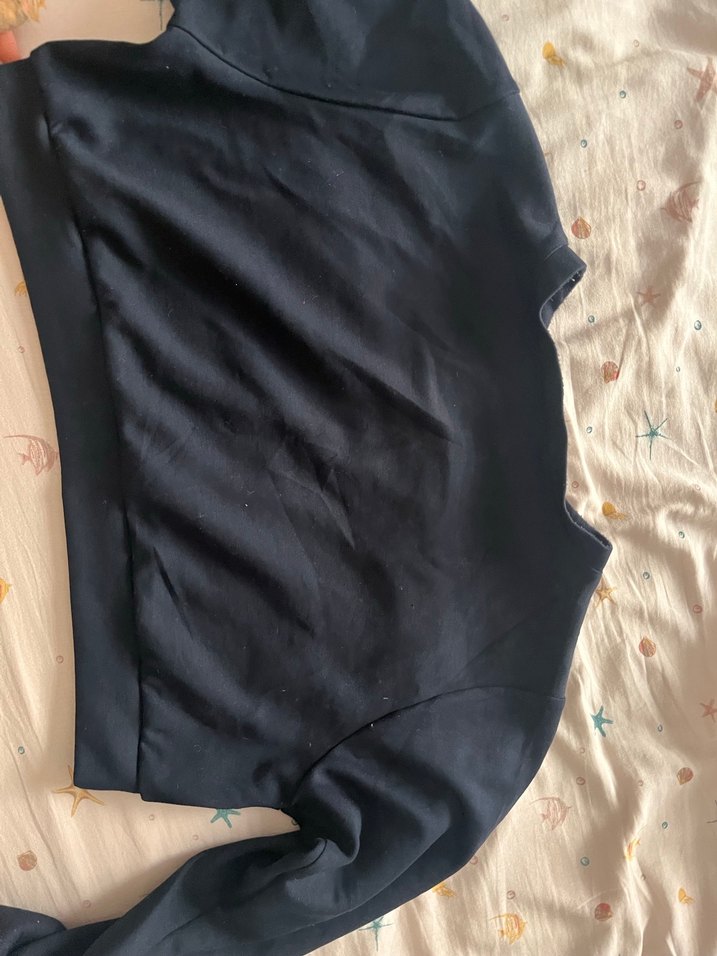 Lacivert uzun kollu kazak crop - Görsel 3