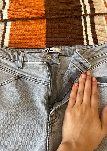 Gri Kadın Denim Salaş Midi Jean - Görsel 3