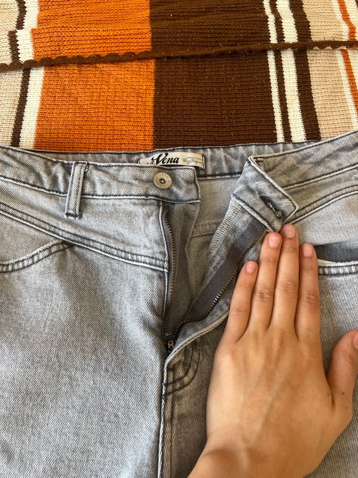 Gri Kadın Denim Salaş Midi Jean - Görsel 3