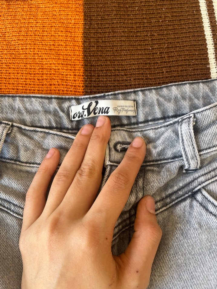 Gri Kadın Denim Salaş Midi Jean - Görsel 2
