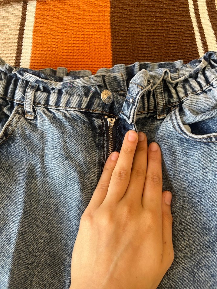 Gri Mavi Rahat Kesim Midi Kadın Kot Pantolon - Görsel 2