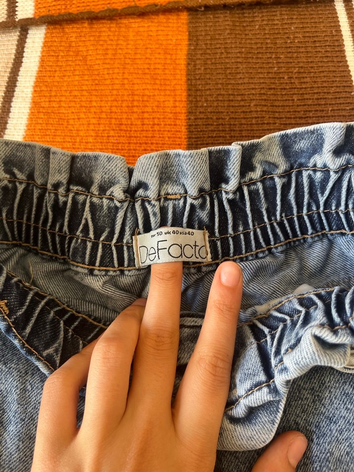 Gri Mavi Rahat Kesim Midi Kadın Kot Pantolon - Görsel 3