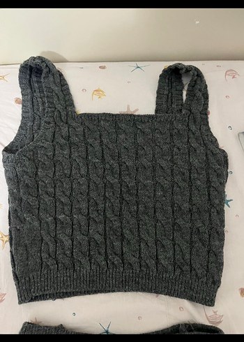 Gri Örgü Uzun Kadın Elbise Takımı - Görsel 2