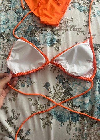 xl Beden turuncu Renk Turuncu Bağcıklı Bohem Kadın Bikini
