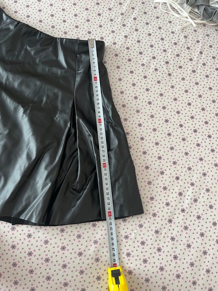 Siyah deri  Kadın Mini Etek - Görsel 3