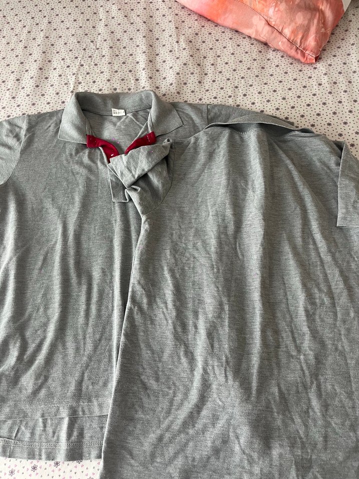 Gri unisex Polo Tişörtü, Kısa Kollu - Görsel 4