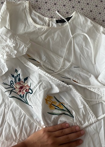 Nakışlı Beyaz Elbise - Görsel 6