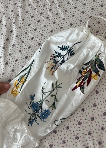 Nakışlı Beyaz Elbise - Görsel 4