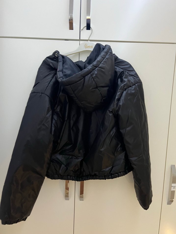 Düğmeli Siyah Deri Kadın Ceket - Görsel 4