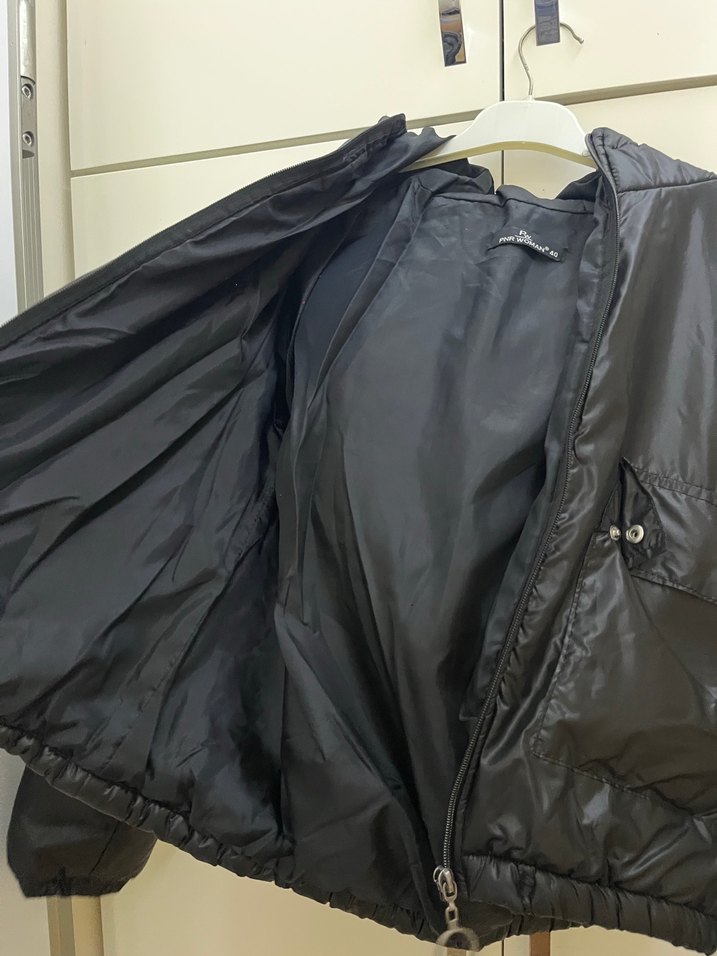 Düğmeli Siyah Deri Kadın Ceket - Görsel 2