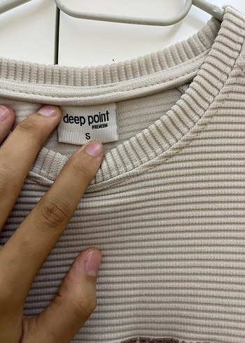 Bej Çizgili Uzun Kollu Kadın Sweatshirt - Görsel 3