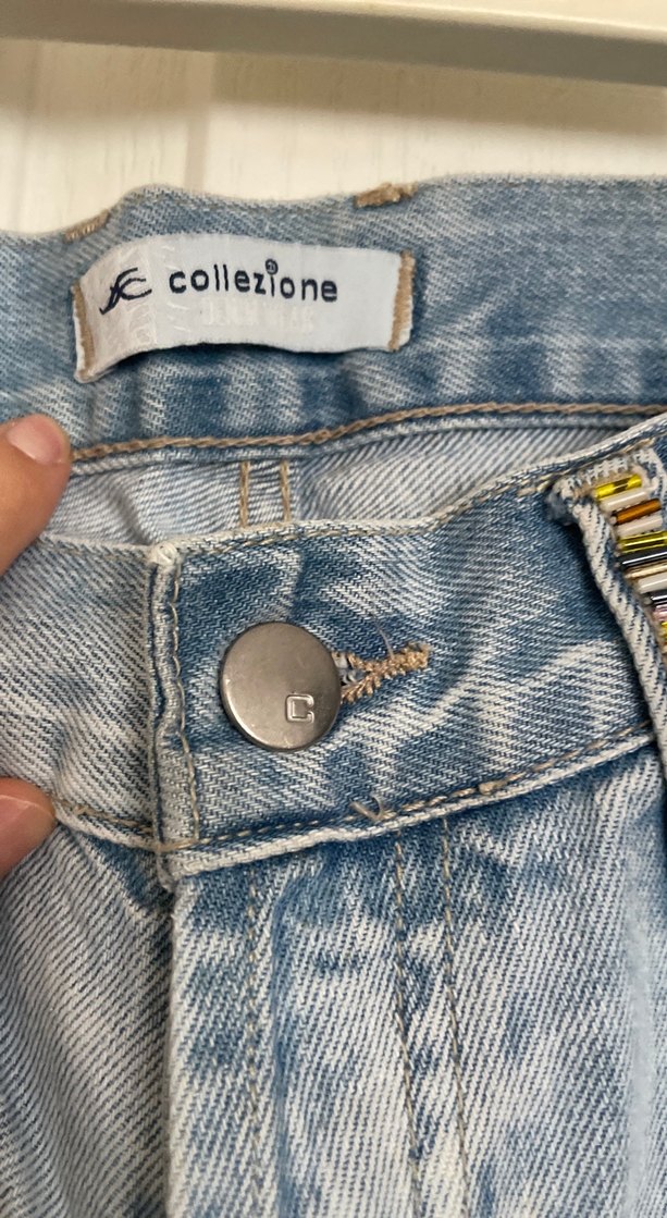 Bol Kesim düşük bel denim kapri - Görsel 3