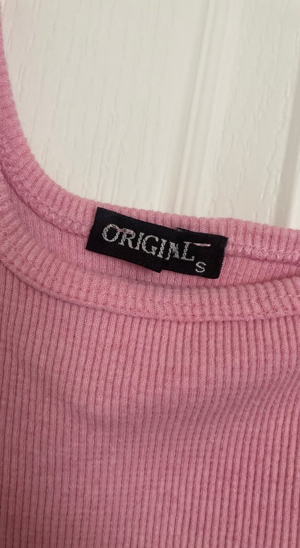 Pembe Kolsuz Mini Crop Top - Görsel 2