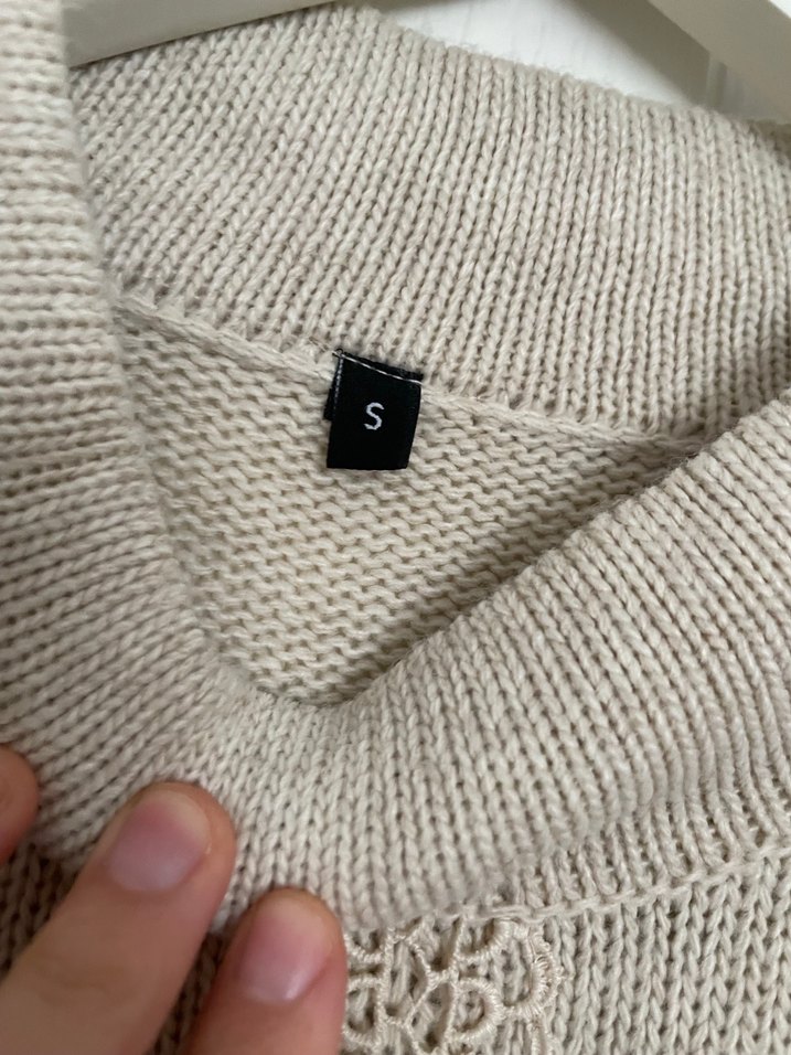 Bej Uzun Kollu Örgü Kadın Elbise - Görsel 2