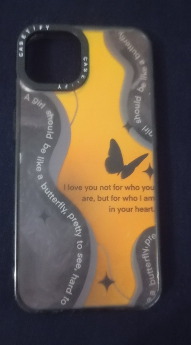 Sarı Parlak Kelebek Desenli Telefon Kılıfı - Görsel 2