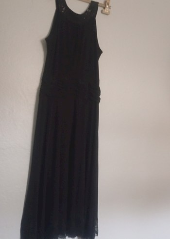 Siyah Uzun Drapeli Kolsuz Gece Elbisesi - Görsel 4