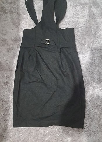 Gri Midi  Kemerli, Dar Kesim elbise - Görsel 7