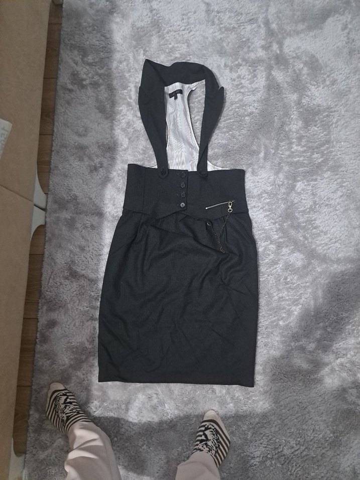 Gri Midi  Kemerli, Dar Kesim elbise - Görsel 2