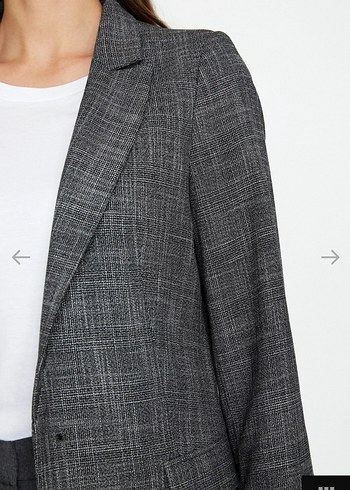 s Beden gri Renk Gri Kadın Düğmeli Midi Blazer