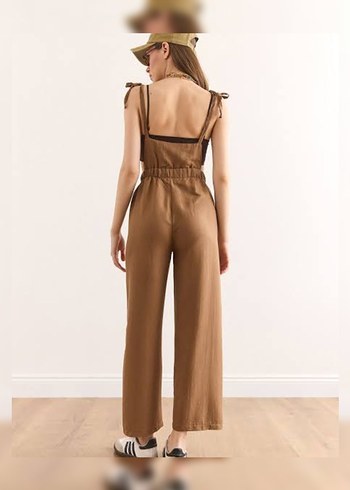 Kadın Kahverengi Süet Askılı Tulum - Görsel 2