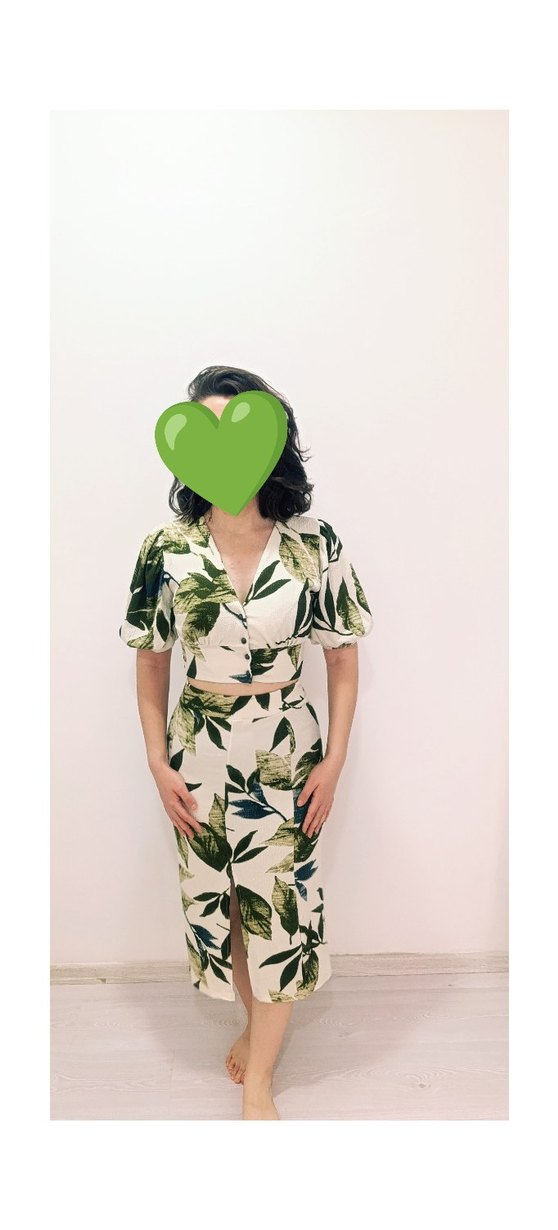 Yeşil Desenli Midi Kadın Elbise - Görsel 2