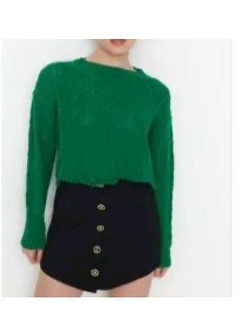 Yeşil Bohem Örgü Kadın Kazak - Görsel 2