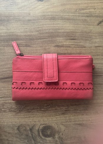 Pull and Bear Pembe Deri Fermuarlı Kadın Cüzdanı