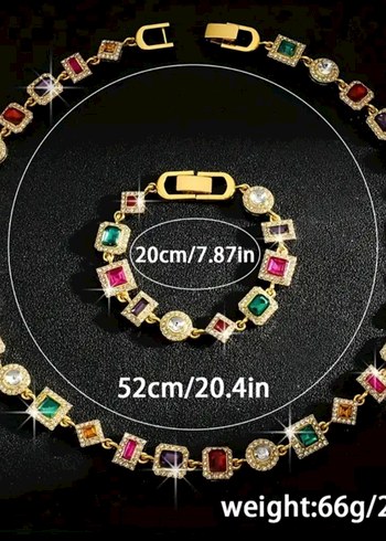 Accessorize Kristal taşlı rengarenk ışıltılı kolye ve bileklik