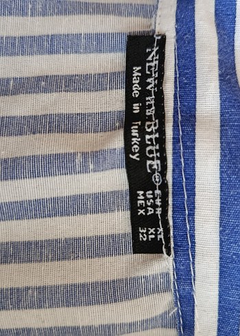 xl Beden Mavi Çizgili Kadın Gömlek