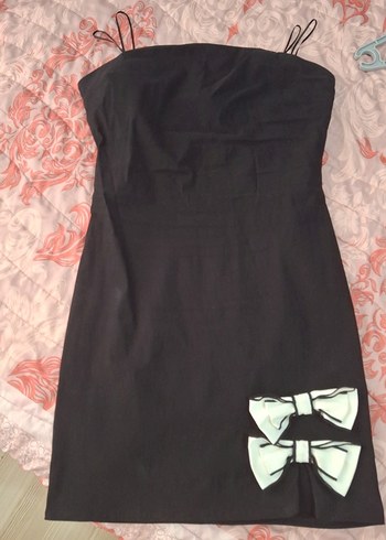 Zara Zara Straplez Mini Siyah Elbise