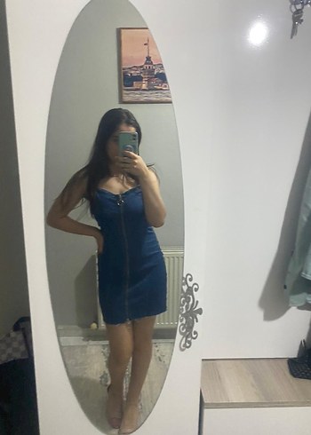 Mavi Denim Straplez Midi Elbise