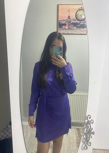 Diğer Mor Saten Kumaşlı Uzun Kollu Kadın Takım Elbise