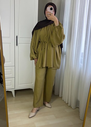Kemerli Haki Kadın ikili takım - Görsel 3