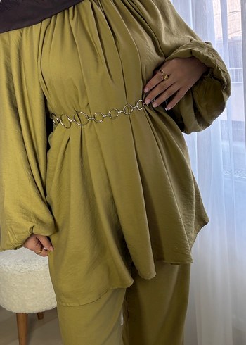 Kemerli Haki Kadın ikili takım - Görsel 6