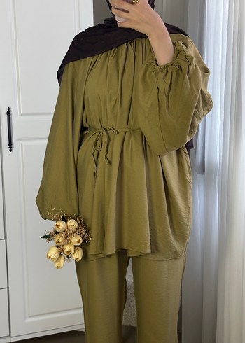 Kemerli Haki Kadın ikili takım - Görsel 2