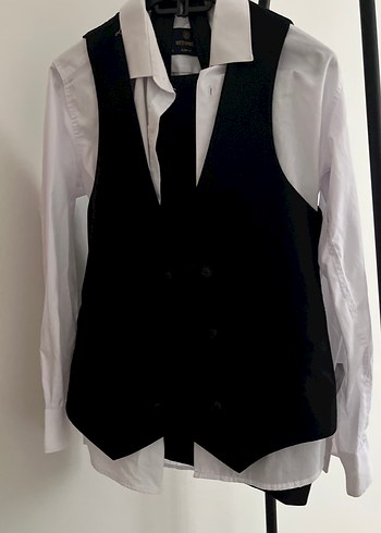 Düğmeli Siyah Erkek çocuk Takım Elbise - Görsel 2