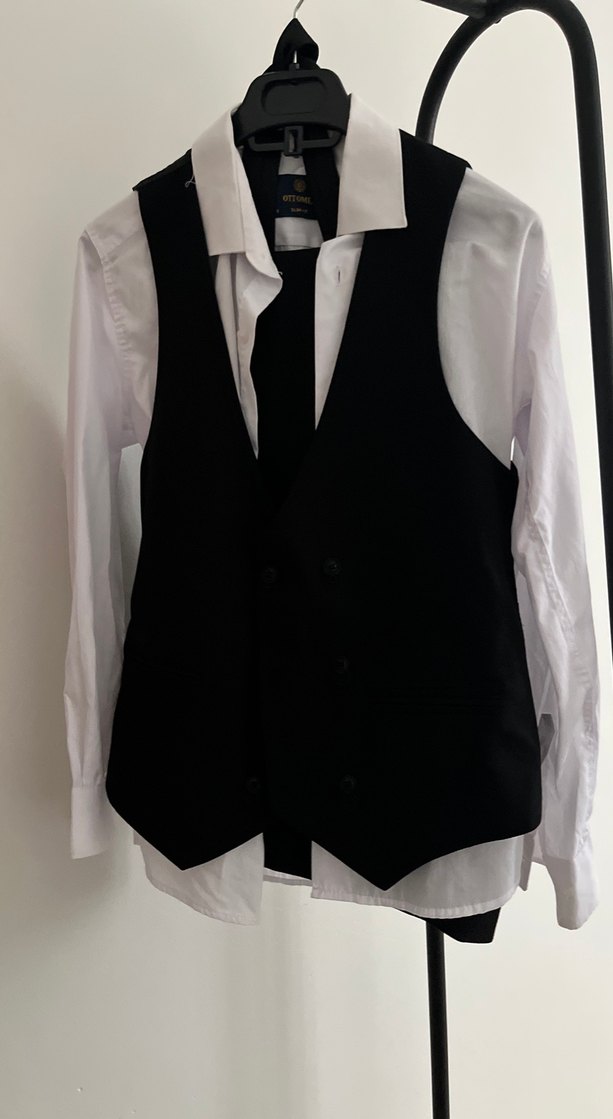 Düğmeli Siyah Erkek çocuk Takım Elbise - Görsel 2