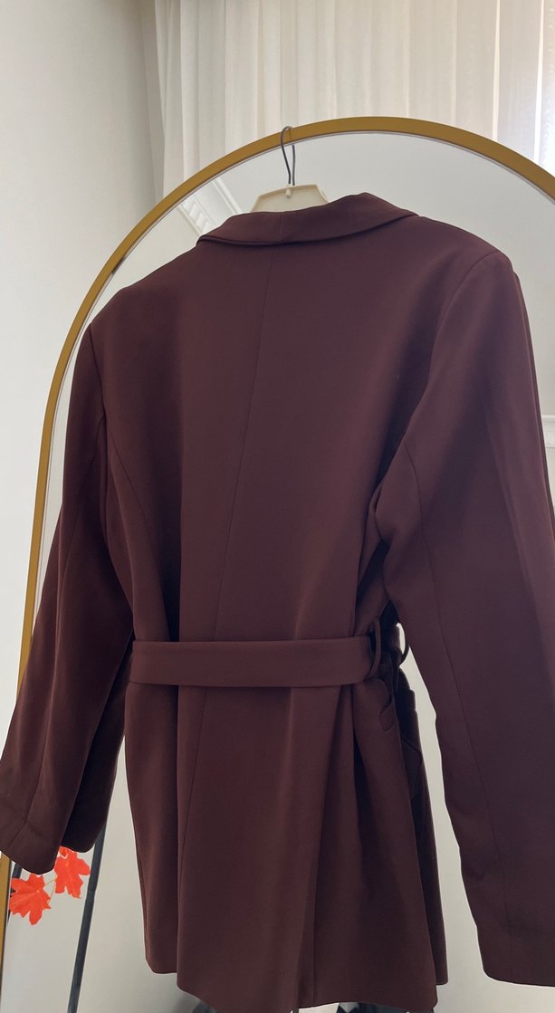 Kahverengi  Kuşaklı Kadın Blazer Ceket - Görsel 3